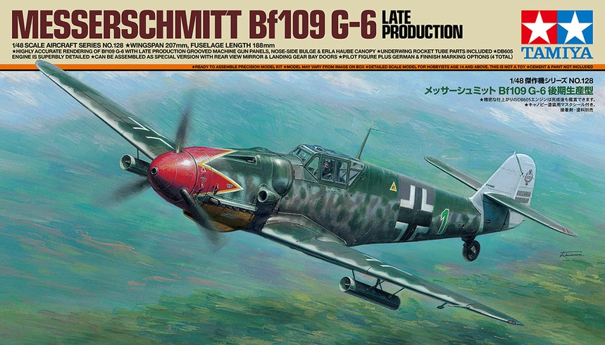 Tamiya 61128 1/48 Messerschmitt Bf109 G-6 Late Production Model Aircraft Kit