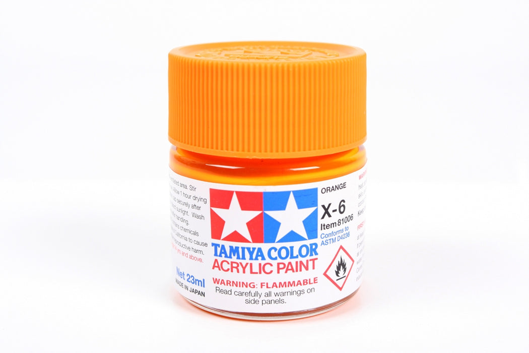 Tamiya 81006 Acrylic Model Paint X-6 Gloss Orange 23ml (3/4oz)