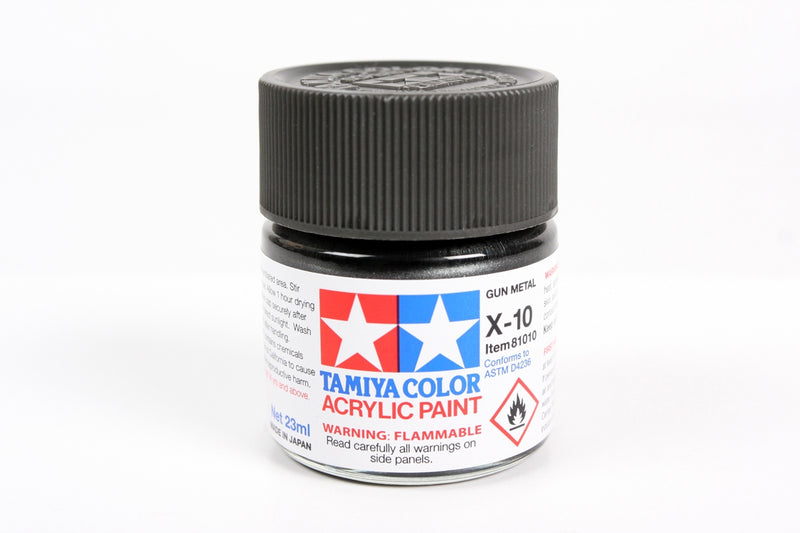 Tamiya 81010 X-10 Acrylic Paint Gun Metal .78oz 23ml