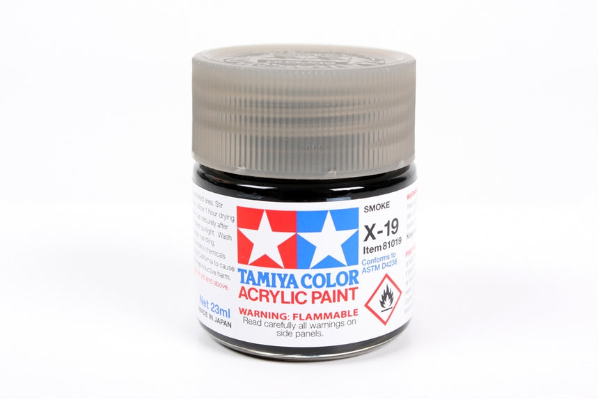 Tamiya 81019 Acrylic Model Paint X-19 Smoke 23ml (3/4oz)