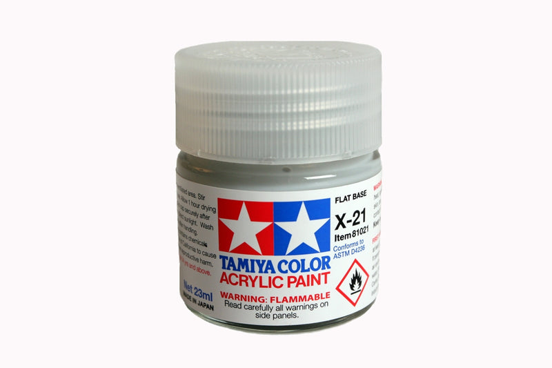 Tamiya 81021 Acrylic Model Paint X-21 Clear Flat Base 3/4oz