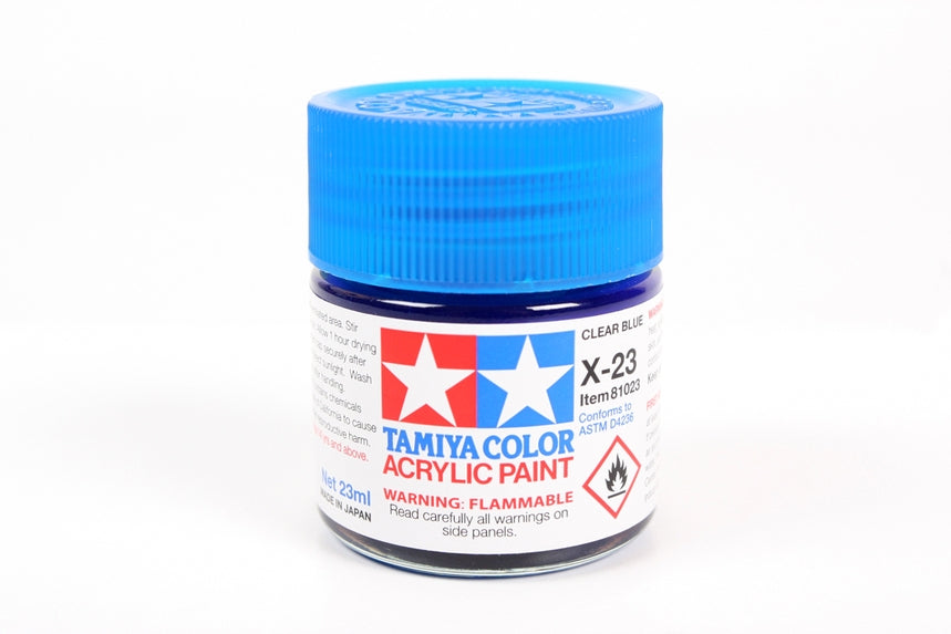 Tamiya 81023 Acrylic Model Paint X-27 Gloss Clear Blue 23ml (3/4oz)