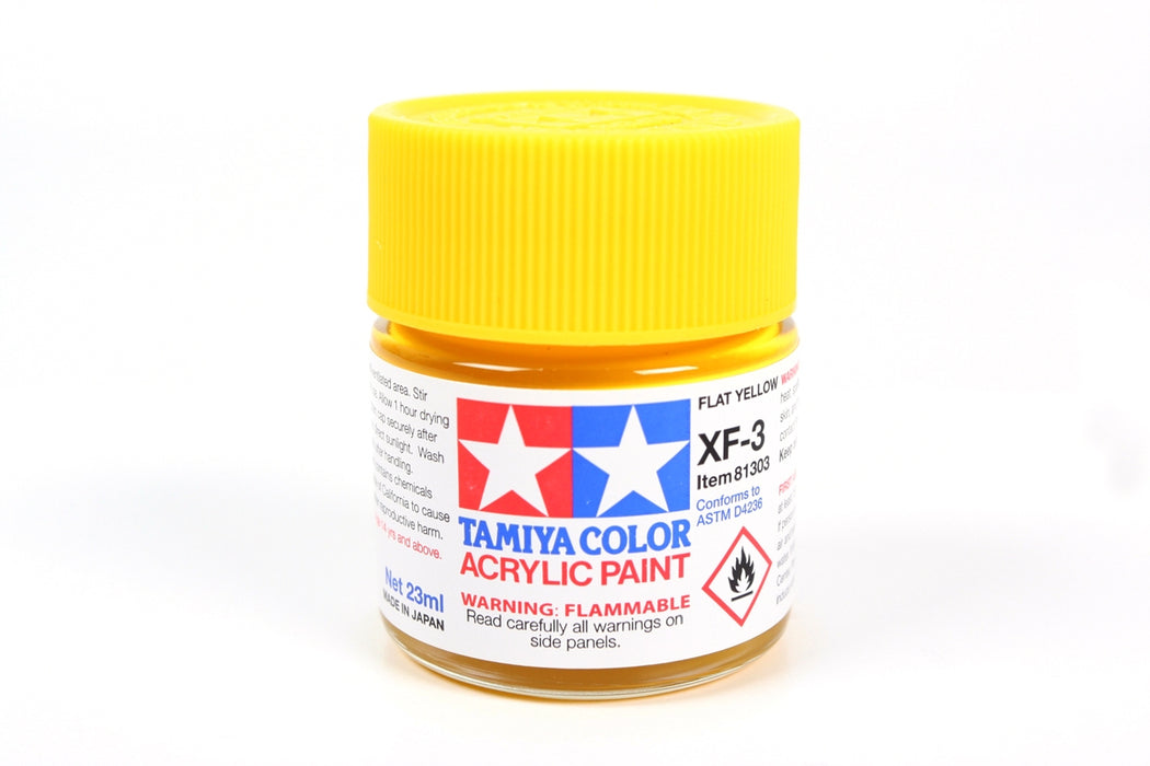 Tamiya 81303 Acrylic Model Paint XF-3 Flat Yellow 23ml (3/4oz)