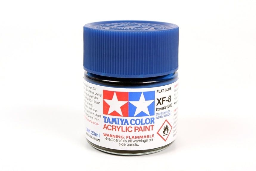 Tamiya 81308 Acrylic Model Paint XF-8 Flat Blue 23ml (3/4oz)