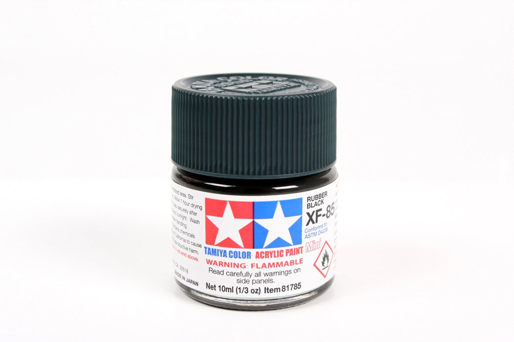 Tamiya 81785 Acrylic Mini XF-85 Rubber Black 10ml (1/3 oz)