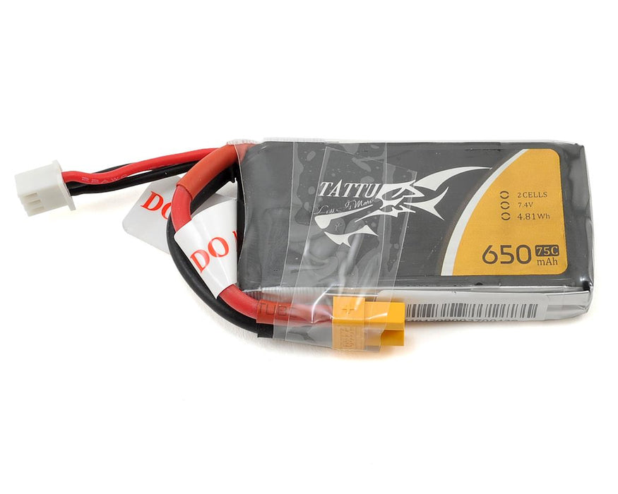 Tattu 75C-650-2S1P-XT30 7.4v 650mAh 2S 75C LiPo Battery with XT30 Connector