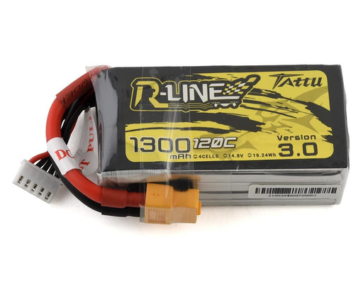 Tattu RL3-120C-1300-4S1P "R-Line 3.0" 14.8v 1300mAh 4S 120C LiPo Battery (JST-XH Charge Plug) with XT60 Connector