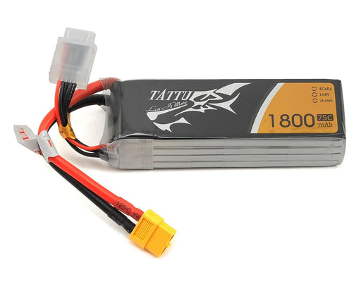 Tattu 1800-148-75C 14.8v 1800mAh 4S 75C LiPo Battery (JST-XH Charge Plug) with XT60 Connector
