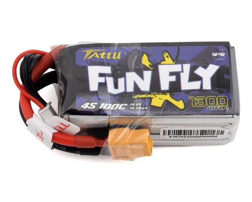 Tattu FF13004SP 14.8v 1300mAh FunFly 4S 100C LiPo Battery (JST-XH Charge Plug) with XT60 Connector