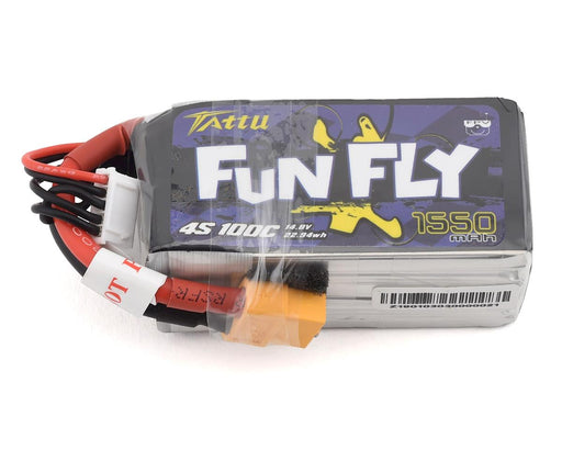 Tattu FF15504SP 14.8v 1550mAh FunFly 4S 100C LiPo Battery (JST-XH Charge Plug) with XT60 Connector