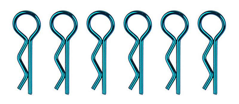 Team Associated 1736 Short Metallic Blue Body Clips (6 Pack)