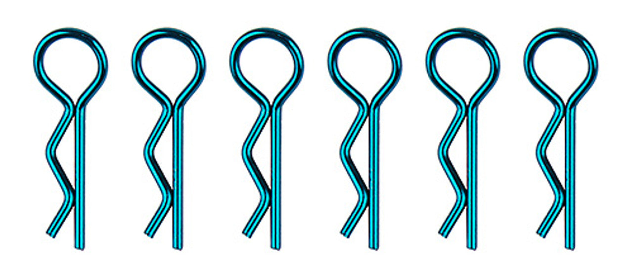Team Associated 1736 Short Metallic Blue Body Clips (6 Pack)