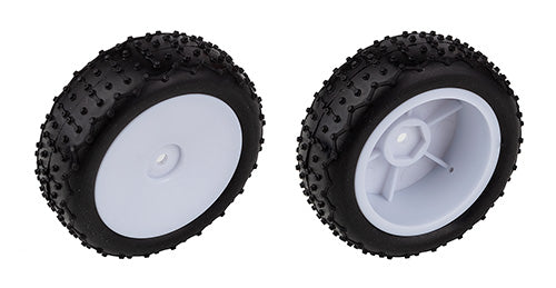 Team Associated 21595 Mini Pin Tires Mounted on White Narrow Wheels for Reflex 14