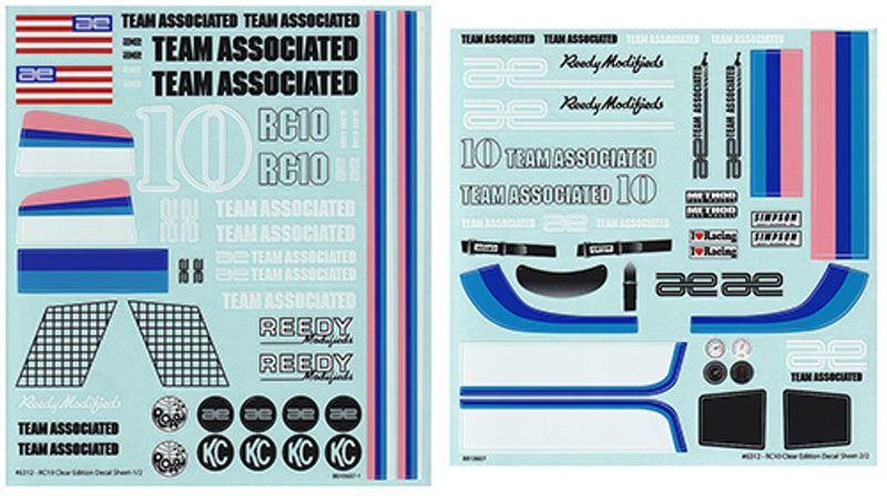 Team Associated 6312 RC10CC Decal Sheets