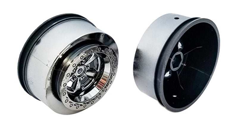 Team Associated 71076  Black Chrome 2.2 in / 3.0 in,12mm Hex Drag Rear Wheels