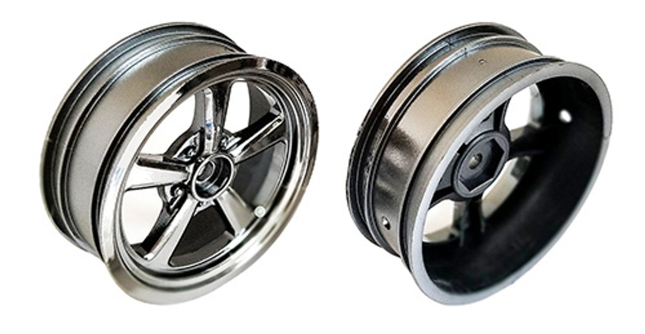 Team Associated 71077 Black Chrome Drag Front Wheels 2.2"/3.0" with 12mm Hex