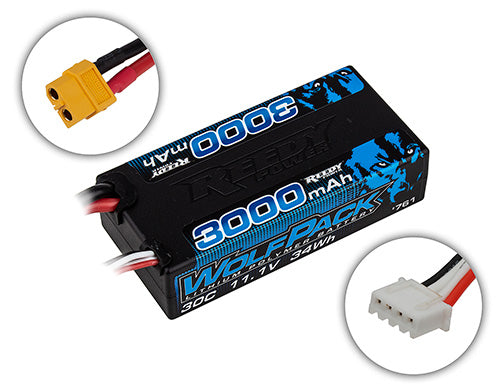 Team Associated 761 Reedy WolfPack LiPo 3000mAh 30C 11.1V Shorty Battery with XT60 Plug
