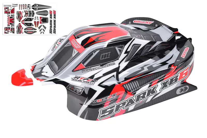 Team Corally C-00180-1168-R Red Polycarbonate Body with Decal Sheet fits Spark XB6