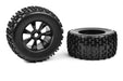 Team Corally C-00180-378 1/8 Off Road Monster Truck Tires Gripper Mounted on Black Rims 1 pair fits; Dementor, Kronos, Python