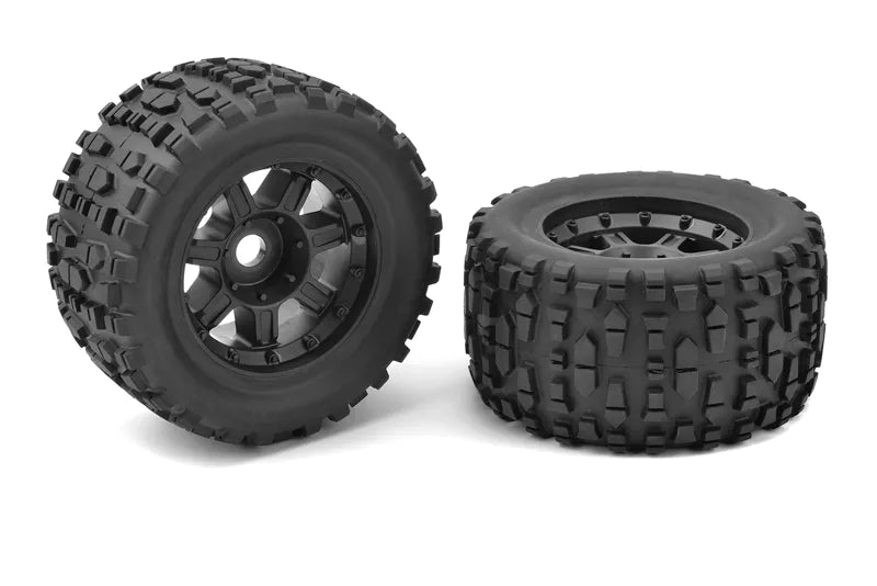Team Corally C-00180-632 Grabber Monster Truck Tires XL4S Mounted on Black Rims 1 pair