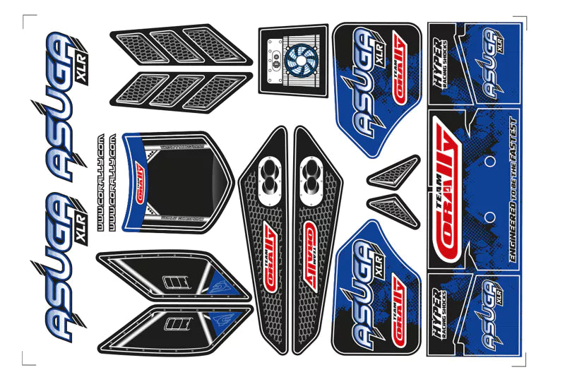 Team Corally C-00180-858-B Decal Sheet for Asuga XLR Blue Body