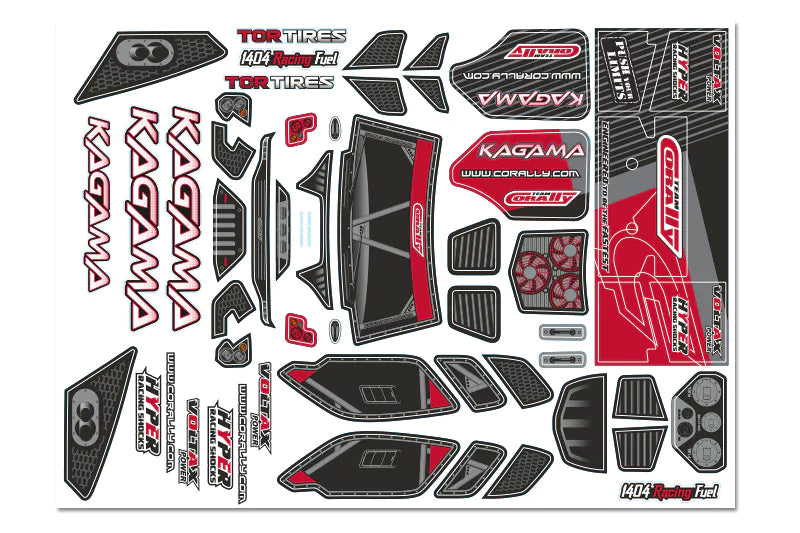 Team Corally C-00180-981-4 Red Decal Sheet for Kagama