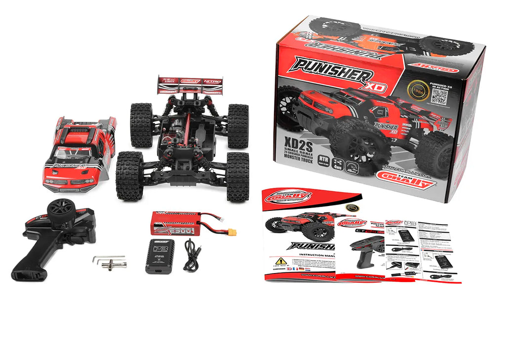Team Corally C-00231-R Red PUNISHER XD 4WD 2S Small Scale RTR Monster Truck