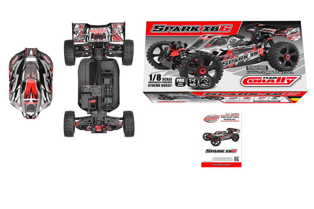 Team Corally C-00485-R Red Spark XB6 1/8 6S Basher Buggy Roller Chassis