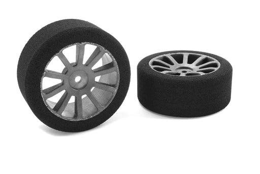 Team Corally C-14700-37 Attack Foam Front Tires for 1/10 GP Touring 37 Shore 26mm mounted on Carbon Rims