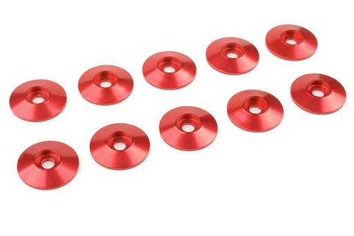 Team Corally C-3213-40-5 Red Aluminum Washer for M4 Flat Head Screws, OD=10mm (10 Pack)