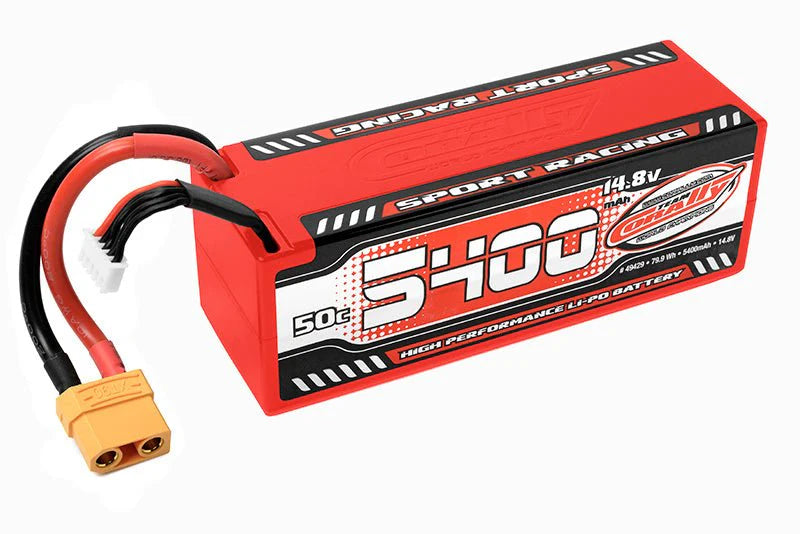 Team Corally C-49429 4S 14.8V 5400mAh  50C Hardcase Sport Racing LiPo Battery with Hardwired XT90 Connector