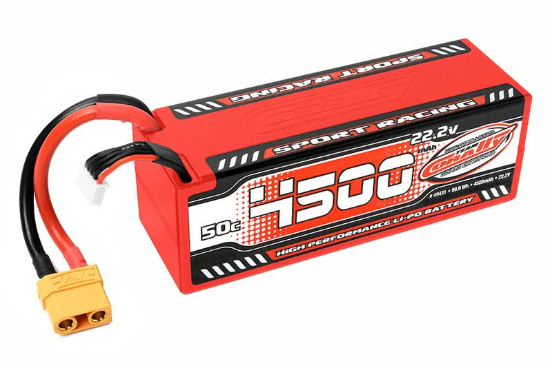 Team Corally C-49431 6S 22.2V 4500mAh 50C Hardcase Sport Racing LiPo Battery with Hardwired XT90 Connector