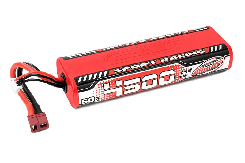 Team Corally C-49440 2S 7.4V 4500mAh 50C Rounded Hardcase Sport Racing LiPo Battery with Hardwired T-Plug Connector