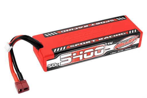 Team Corally C-49442 2S 7.4V 5400mAh 50C Hardcase Sport Racing LiPo Battery with Hardwired T-Plug Connector