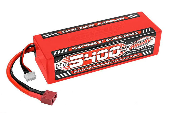 Team Corally C-49445 3S 11.1V 5400mAh 50C Hardcase Sport Racing LiPo Battery with Hardwired T-Plug Connector