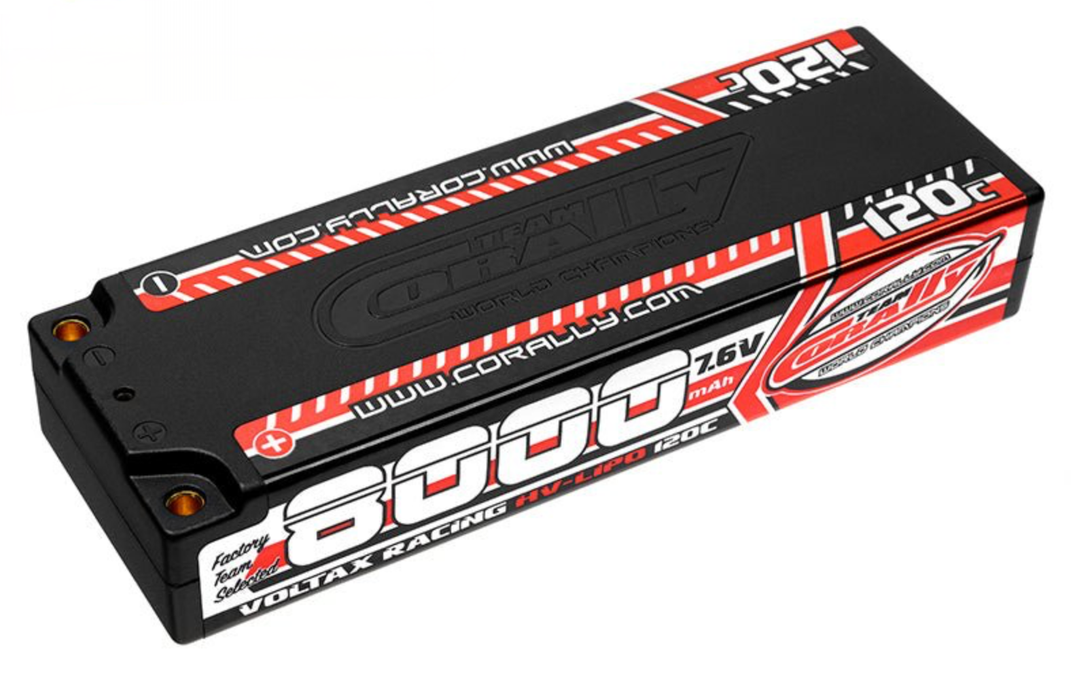 Team Corally C-49623 2S 7.6V 8000mAh 120C Voltax Hardcase Lipo Battery with 4mm Bullet Connectors