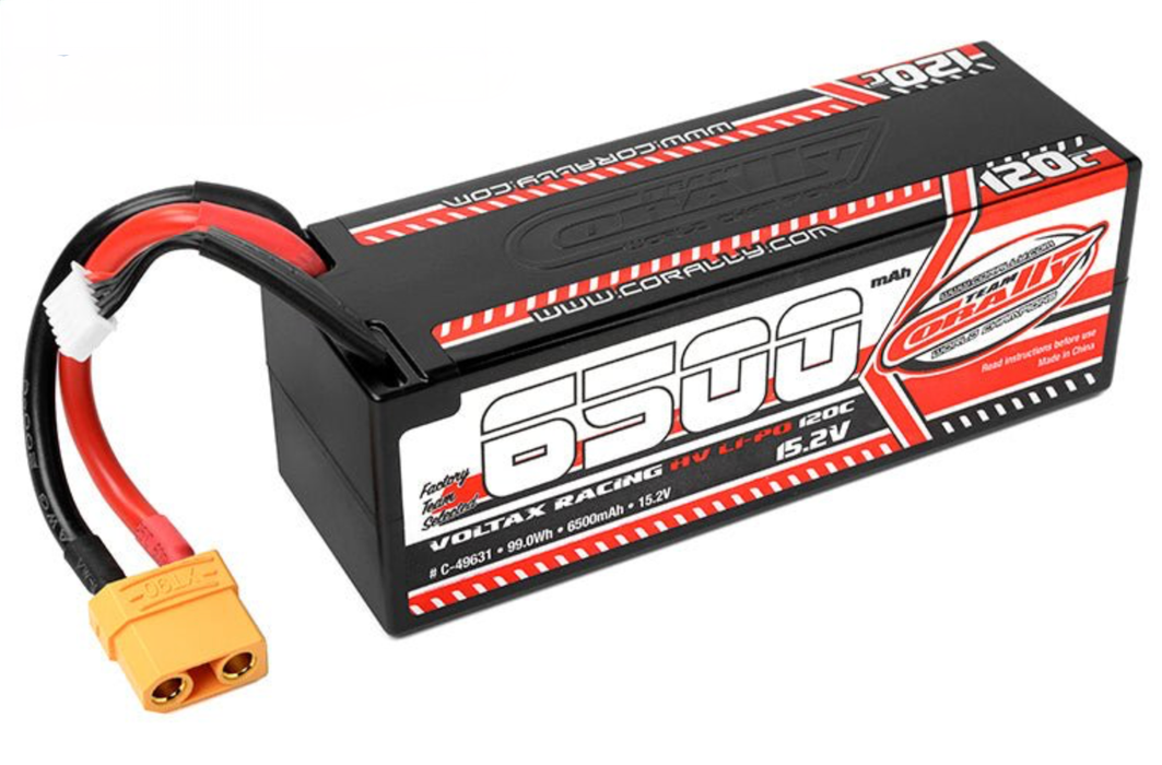 Team Corally C-49631 4S 15.2V 6500mAh 120C Voltax Hardcase Lipo Battery with Hardwired XT90 Connector