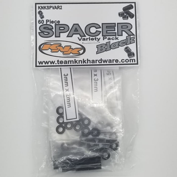 Team KNK (SPVAR2) Black Aluminum Spacer Variety Pack (60 Pack)