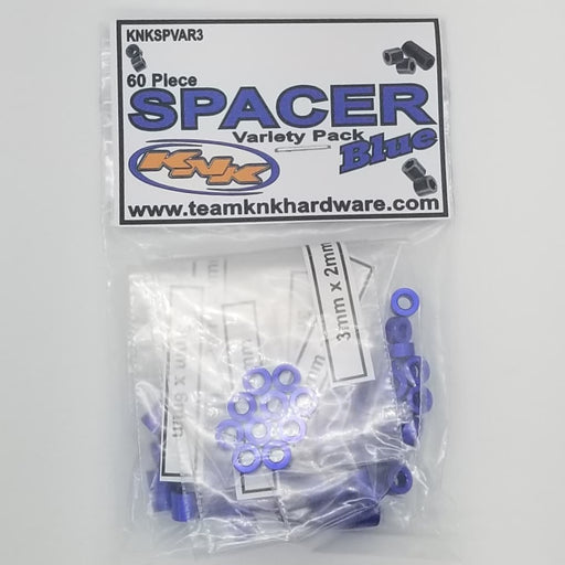 Team KNK (SPVAR3) Blue Aluminum Spacer Variety Pack (60 Pack)