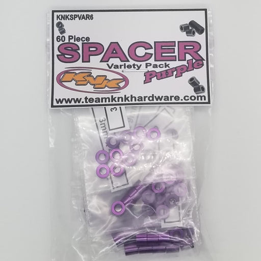 Team KNK (SPVAR6) Purple Aluminum Spacer Variety Pack (60 Pack)