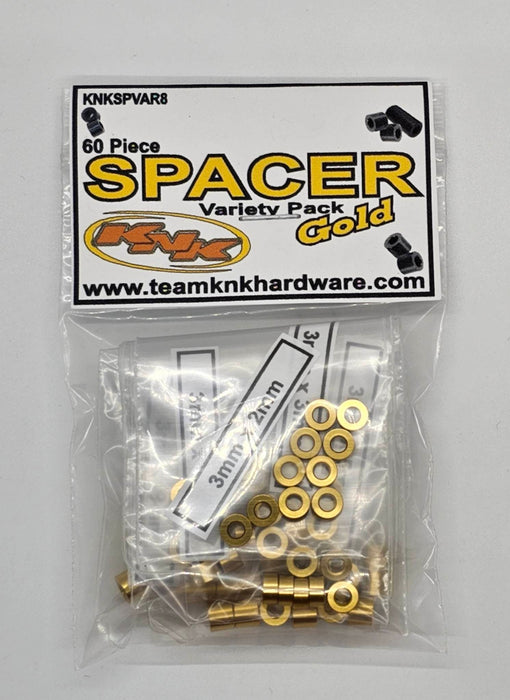 Team KNK (SPVAR8) Gold Aluminum Spacer Variety Pack (60 Pack)