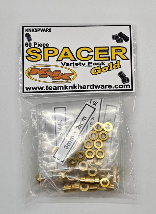 Team KNK (SPVAR8) Gold Aluminum Spacer Variety Pack (60 Pack)