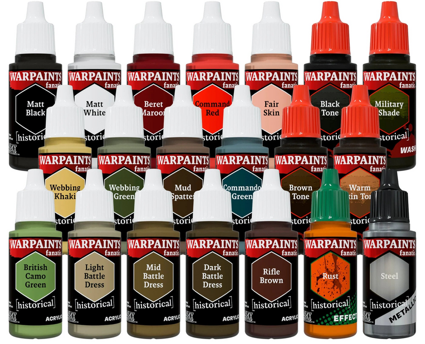 The Army Painter WP8084P Warpaints Historical: WWII British Acrylic Paint Set (20 Colors) 18ml Bottles