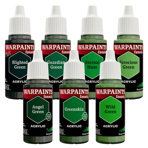 The Army Painter WP8088P Warpaints Fanatic: Deep Greens Flexible Triad Plus+ Acrylic Paint Set (7 Colors) 18ml Bottles