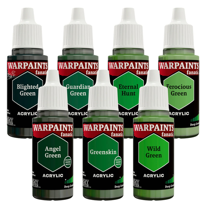 The Army Painter WP8088P Warpaints Fanatic: Deep Greens Flexible Triad Plus+ Acrylic Paint Set (7 Colors) 18ml Bottles