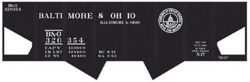 Tichy Train Group 10026 HO Scale Baltimore & Ohio Class N17 2 Bay Hopper Decals