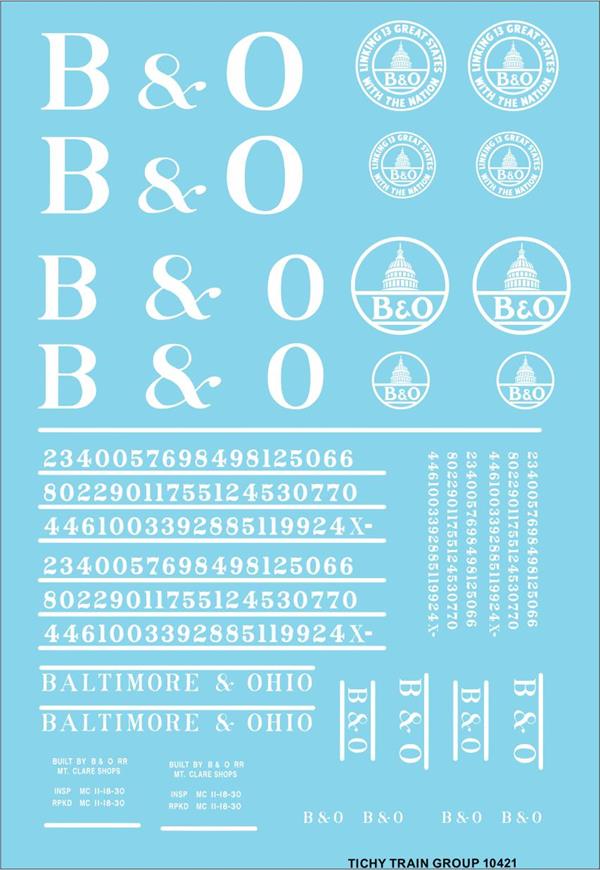 Tichy Train Group 10421 HO Scale Baltimore & Ohio Decals