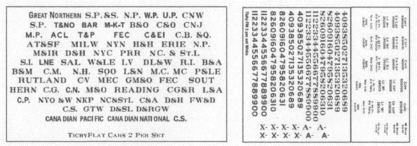 Tichy Train Group 9021 HO Scale Flat Car Decals 50 Different RR - White (4 Sets)