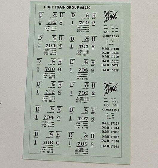 Tichy Train Group 9030 HO Scale D&H Boxcar Cement Service Conversion Decals