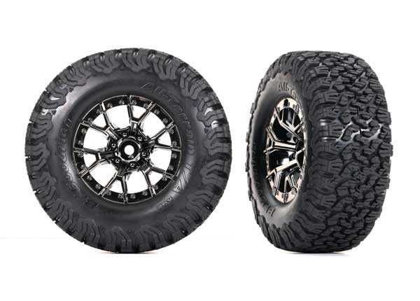 Traxxas 10187 Black Chrome Ford Raptor R™ Wheels with BF Goodrich® All-Terrain™ T/A® KO2 Tires 1 Pai